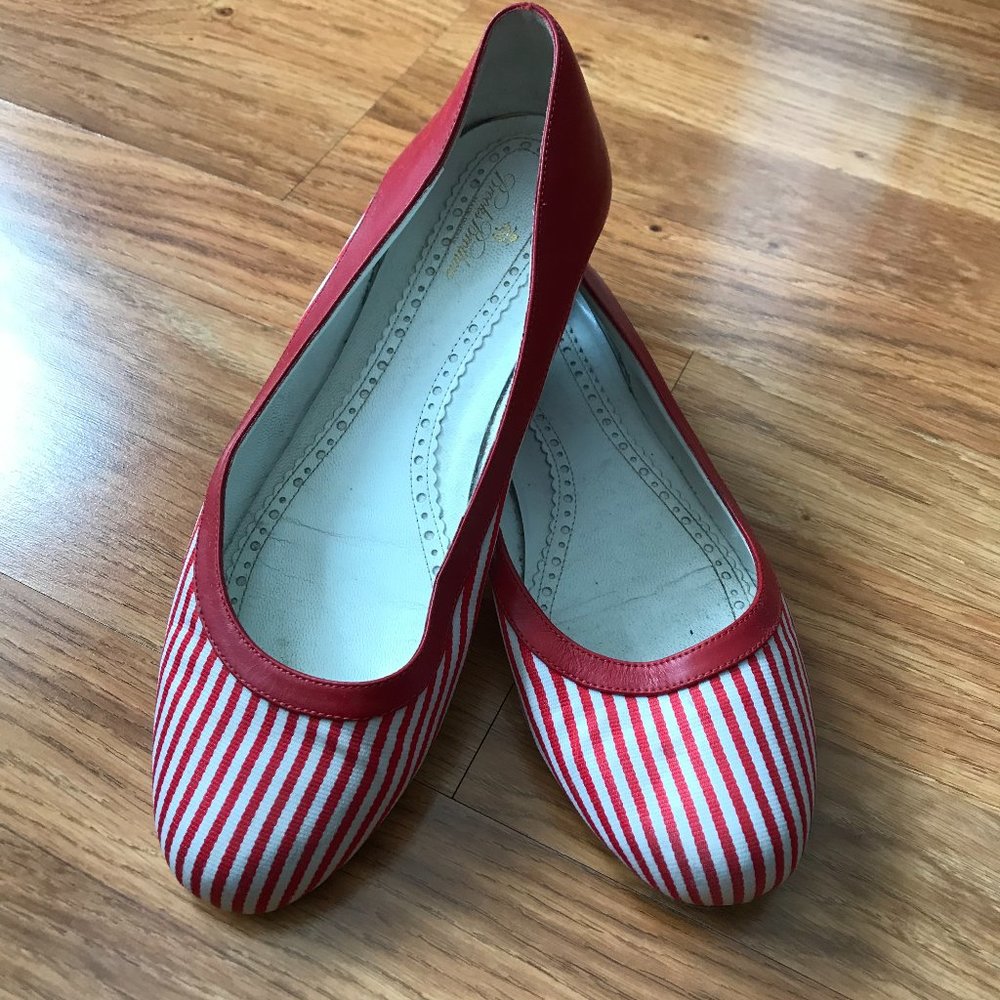 Brooks Brothers Ballet flats red/white stripe 9